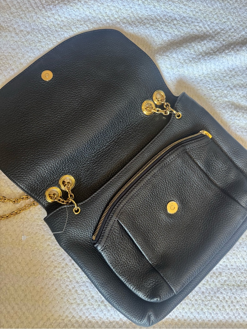MCM Black Pebbled Leather Shoulder Bag with Gold Chain - Picture 4 of 6